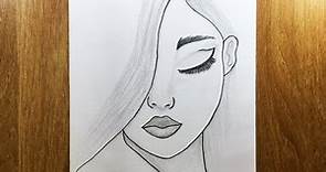 Cómo dibujar el rostro de una hermosa mujer con lápiz fácil || Dibuja un retrato de una linda chica