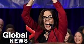 Midterm Elections: Oregon governor Kate Brown celebrates victory