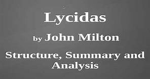 Lycidas by John Milton | Structure, Summary and Analysis