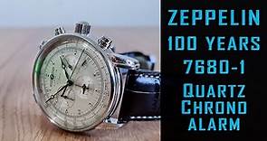 Zeppelin "100 Years" 7680-1 chronograph alarm (cal. Ronda 5130.D ) watch review manual #zeppelin