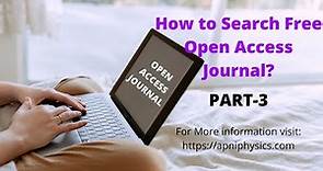 How to Search Free Open Access Journal?