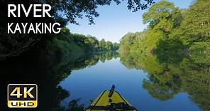 4K River Kayaking - Birds Singing - Water Sounds - Paddling a Canoe Relaxing Nature Video - NO LOOP