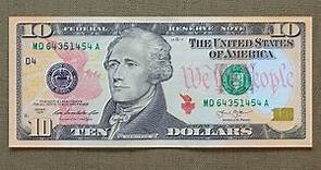 10 US Dollars Banknote (Ten Dollars USA: 2013) Obverse & Reverse