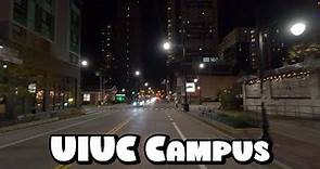 Driving Around University of Illinois Urbana-Champaign Campus at Night in 4k Video