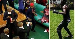 Robert Kyagulanyi Ssentamu aka Bobi Wine shows his might in a brawl in the Ugandan parliament