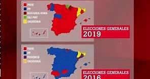España cambia de color: así se transforma el mapa político desde 2016 hasta 2019