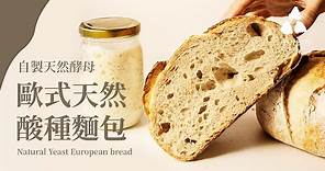 歐式天然酸種麵包-1｜酸種麵包 外酥內軟越嚼越香 自製天然酵母做的歐式麵包 超詳細做法與食譜 Natural Yeast European bread