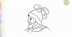 Vasco Nunez de Balboa drawing | Face easy outline drawings | How to draw Vasco Núñez de Balboa easy