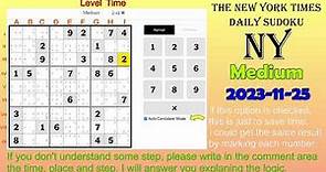 The New York Times Daily Sudoku 2023-11-25 Medium