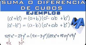 Suma o diferencia de cubos ejemplos de factorización