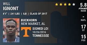 Will Ignont 2017 Inside Linebacker Tennessee