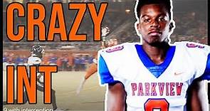 Parkview High School(GA) 2022 ATH Terian Williams with AMAZING INTECEPTION on Harrison Bailey