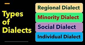Types of Dialects, Regional, Minority, Social and Individual Dialect, Sociolect, #sociolinguistics