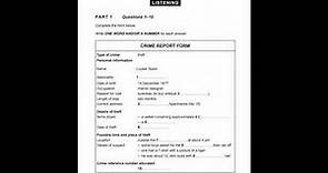 CRIME REPORT FORM - IDP IELTS LISTENING TEST - VERY IMPORTANT