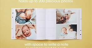 Pearhead Hello Baby Photo Album, Baby Book Keepsake for New and Expecting Parents, Gender-Neutral Baby Accessory, Holds 200 Photos, Black and Gold Polka Dot