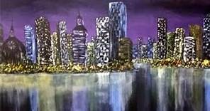 Full Acrylic Cityscape Painting Tutorial - A City Night