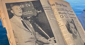 Union Tribune front page May 1949 shows KFMB as first San Diego TV station