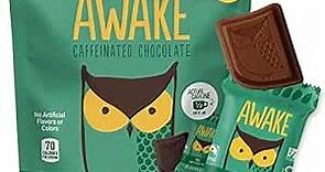 AWAKE - Caffeinated Chocolate Bites - Coffee Alternative - Low Calorie Snacks - Bite Size Energy Bars - 50mg of Caffeine in Each Bite - Non GMO - Vegan - Gluten Free - Dark Mint Chocolate - 50 Bites
