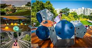 台南親子景點》竹溪水岸園區，台南好玩特色公園！11項丹麥KOMPAN特色遊具，超好玩的共融式遊戲場