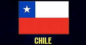 Flag of Chile with national anthem, capital city, area, currency info