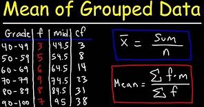 Mean, Median, and Mode of Grouped Data & Frequency Distribution Tables Statistics