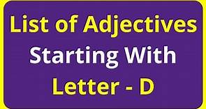 List of Adjectives Words Starting With Letter - D