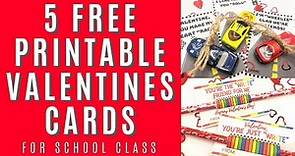 5 Free Printable Valentines Cards for School