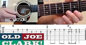 “Old Joe Clark” | Doc Watson – Beginner/Intermediate BLUEGRASS Guitar Lesson with TAB
