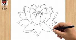 Lotus Drawing | How to Draw a Lotus Flower | Easy Outline Step by Step Sketch