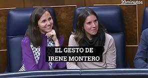 El gesto de Irene Montero tras comentar Feijóo su posible cese como ministra de Igualdad