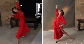 Victoria Beckham shows her flexibility as she shoots for Vogue Spain