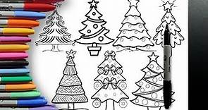 7 Dibujos de Árboles de Navidad para Colorear Paso a Paso Fácil para Niños