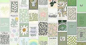 Sage Green Room Decor Aesthetic, Danish Pastel Wall Collage Kit Aesthetic Pictures, Sage Green Decor for Bedroom, Preppy Room Decor for Teen Girls Bedroom, Danish Pastel Posters for Women Bedrooms