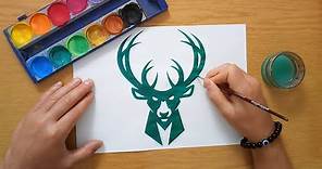 How to draw the Milwaukee Bucks logo - NBA