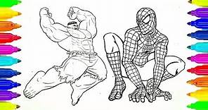 Dibujos para colorear Spiderman y Hulk y Ironman para niños
