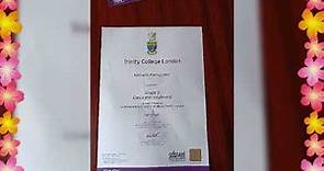 Certificate from Trinity College of London University.