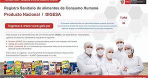 Trámite VUCE / Registro Sanitario de Alimentos / Producto Nacional / DIGESA