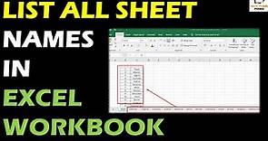 How to List All Sheet Names In An Excel Workbook