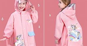 OMG 卡通造型書包位兒童雨衣（加寬防雨帽簷/超防水速乾/附收納袋）M碼-粉色獨角獸 - PChome 24h購物