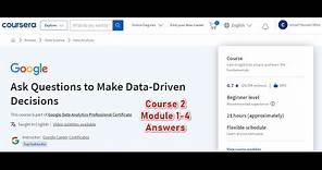Google data Analytics | Course 2 | Moule (1-4) Question Answers | Coursera