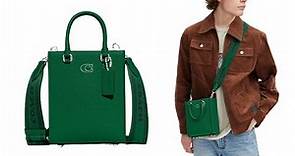Coach Tote 16 With Signature Canvas Detail. Color bag: black, green, chalk.