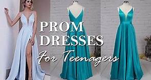 Pretty A-line V-neck Long Prom Dress For Teenagers | MillyBridal Custom Dresses