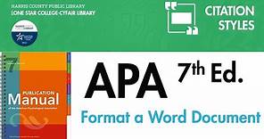 Format a Word document in APA 7th edition