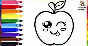 Cómo Dibujar Una Manzana 🍎 Dibuja y Colorea Una Linda Manzana Arcoiris 🌈 Dibujos Para Niños
