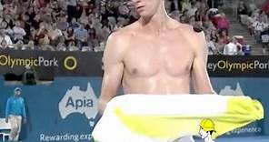 A Sweaty and Shirtless Kevin Anderson