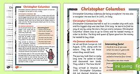 Christopher Columbus Explorer Differentiated Reading Comprehension Activity