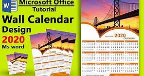 Ms Word Tutorial || Wall Calendar Design 2020 ms word || How to make Calendar Design in ms word