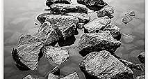 123 Life Black and White Beach Wall Art - Beach Stone Landscape Pictures Black and White Photography Wall Art Cool Wall Decor Art Print Poster Unframed 18x24inches/45x60cm