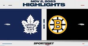 NHL Highlights | Maple Leafs vs. Bruins - November 2, 2023