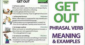 GET OUT - Phrasal Verb Meaning & Examples in English